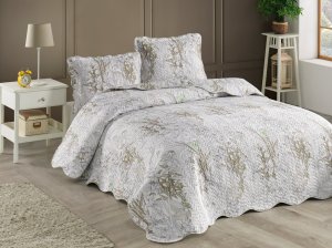 Biela prikrývka na posteľ s jemným prírodným vzorom N-778