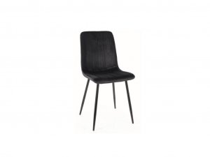 Jedálenská čalúnená  čierna stolička s čiernymi nohami N-925