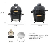 Keramický gril Kamado 15" čierny   vonkajší priemer -40 cm      N-508